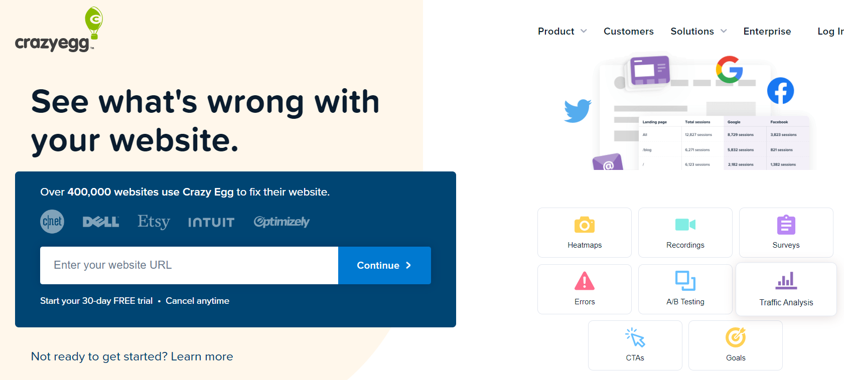 Crazyegg Landing Page Screenshot