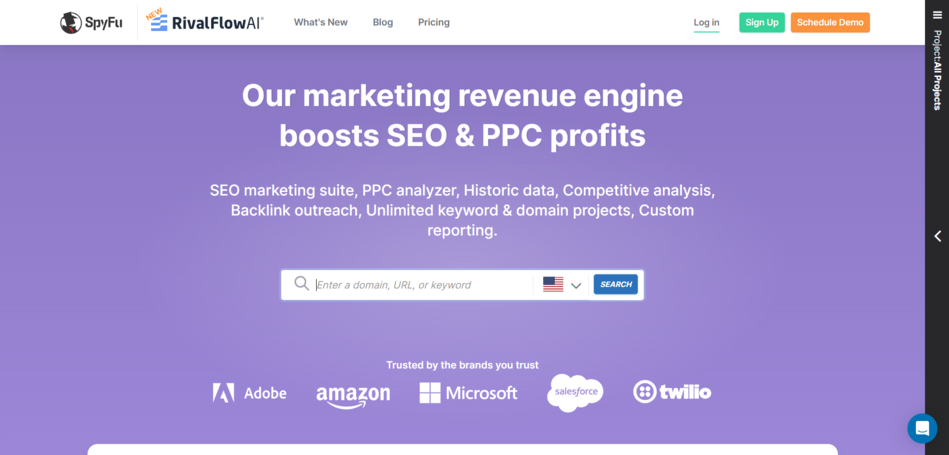 SpyFu specializes in analyzing competitor keywords