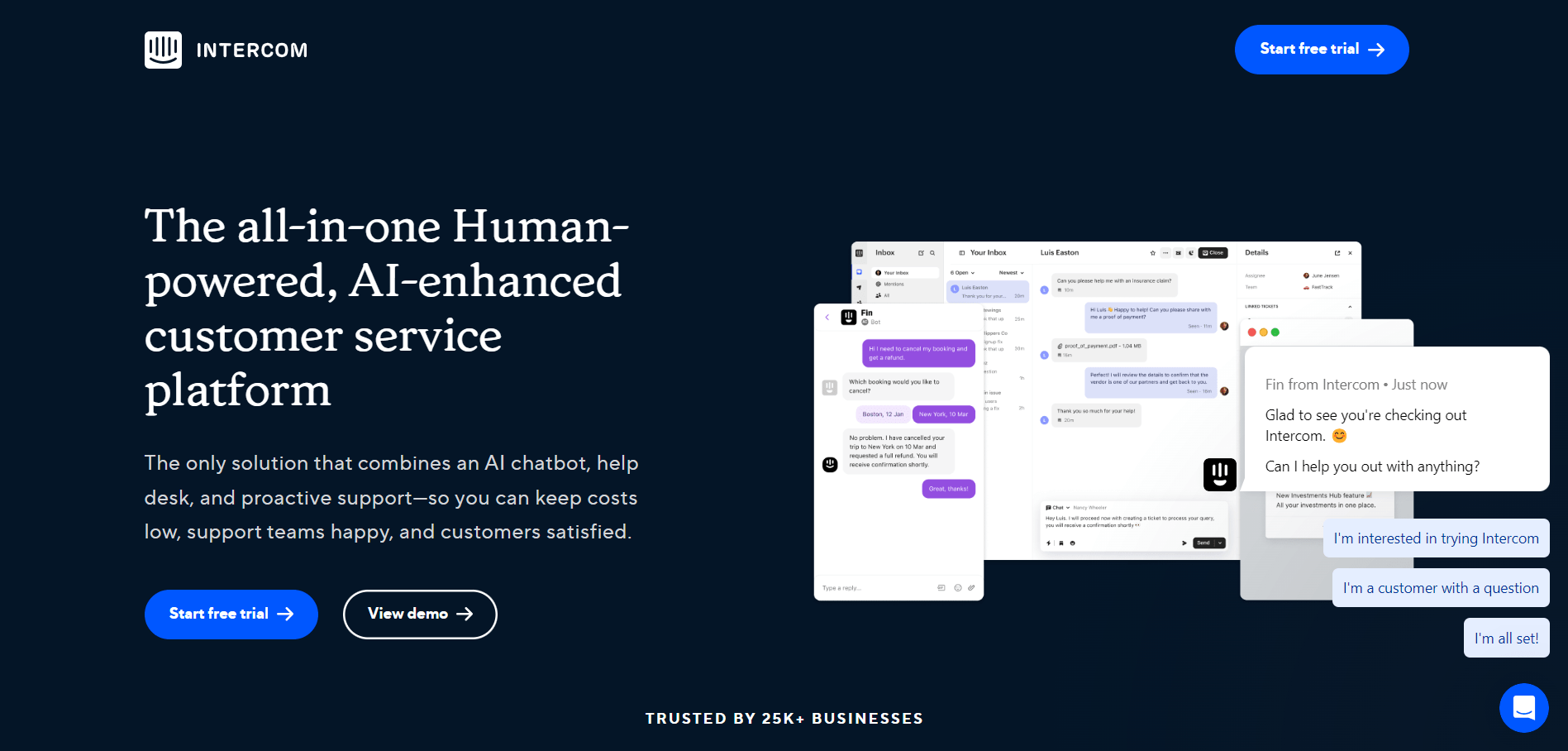 Intercom's tagline is approachable 