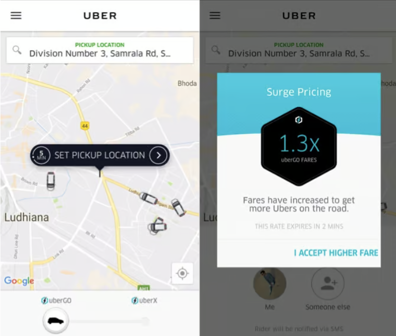 Uber Surge Pricing Screenshot